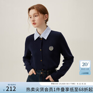 范思藍恩麥穗花語 學院風假兩件針織衫上衣女毛衣開衫24FS11309 藏青 M