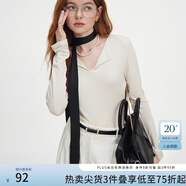 范思藍(lán)恩秋季V領(lǐng)套頭百搭長(zhǎng)袖針織T恤女秋季2024新款通勤修身針織衫上衣 奶杏色 M