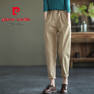 皮爾卡丹（PIERRE CARDIN）女裝大碼復(fù)古全棉休閑褲純色高腰哈倫褲 淺卡其色:收藏加購(gòu)優(yōu)先發(fā)貨 M 【建議90-105斤】