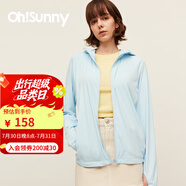 OhSunny防曬衣女夏季皮膚衣韓版寬松長袖防紫外線薄透氣防曬服薄外套 人魚藍 M