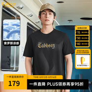 卡賓（CABBEEN）【涼感】燙印LOGO短袖T恤男2024夏季新款潮流冰絲情侶裝上衣 煤黑色01 XL /180/52