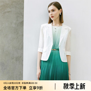 顏域（YANYEE）修身小西裝外套女2024新款夏季通勤職業(yè)氣質(zhì)短款薄款女士西服 白色 XL/42