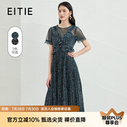愛特愛（EITIE）性感復(fù)古波點百褶連衣裙夏新款網(wǎng)紗拼接收腰顯瘦A字裙6607323 甘葡49 S 155