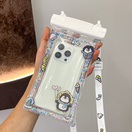 眾度手機(jī)防水袋氣囊防水套IPX8可觸屏無(wú)遮擋卡通7.2寸通用沖浪旅游拍照水上樂園 白色企鵝流沙氣囊【7.2寸以下適用】