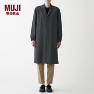 無印良品（MUJI） 男女通用 棉水洗牛津工裝大衣無性別男款女款長(zhǎng)款外套  ACK01A1A 深灰色 XXS-XS