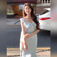 QCKZ藍(lán)色小個(gè)子連衣裙子女夏季2025新款包臀法式氣質(zhì)魚(yú)尾海邊絕美長(zhǎng)裙 藍(lán)色連衣裙【小羊gogo波點(diǎn)連衣1 L 60/65kg/X