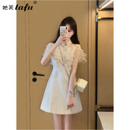 她芙（tafu）品牌女裝法式小香風(fēng)連衣裙女2025年夏季新款收腰顯瘦名媛氣質(zhì)裙子 圖片色 M