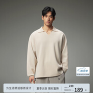 BODYDREAM BM海鷗領(lǐng)長(zhǎng)t男款冬季新款華夫格毛線衫長(zhǎng)袖V領(lǐng)針織T恤 米杏色 4XL