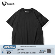 熊貓·本（ben.panda）純色短袖t恤男寬松圓領(lǐng)潮體恤衫夏純棉情侶半袖打底衫衣多穿 黑色 XL