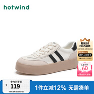 熱風（Hotwind）商場同款經(jīng)典復古德訓鞋通勤百搭女鞋運動透氣舒適厚底板鞋小白鞋 88米黑 (網(wǎng)面H14W4701) 37 (235mm)