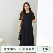 纖莉秀大碼女裝法式優(yōu)雅輕薄蕾絲氣質(zhì)顯瘦連衣裙胖mm夏裝新款0807 黑色 3XL