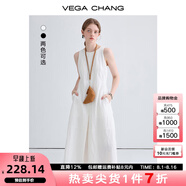 VEGA CHANG2025新款夏季無(wú)袖連衣裙女裝簡(jiǎn)約氣質(zhì)高級感背心長(cháng)裙白色 陶瓷白 L