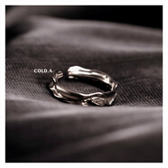 恒久葉LD.A雪冰川戒指女小眾設計冷淡風(fēng)素圈男小 大號冰川白金色-啞光銀面 開(kāi)口