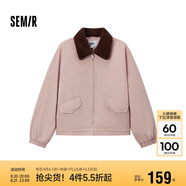 森馬（Semir）外套女oversize插肩袖仿羊羔毛毛領(lǐng)冬季2024夾棉夾克109724108016