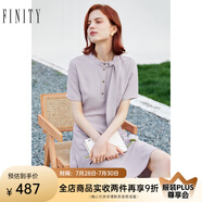 FINITY夏裝新款氣質(zhì)花色連衣裙女設(shè)計(jì)感寬松休閑中長(zhǎng)款裙子 粉色 M