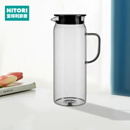 NITORI宜得利家居 冷水壺泡茶壺高硼硅帶把玻璃壺耐熱玻璃冷熱水壺 透明 1.3L