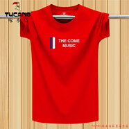 啄木鳥(niǎo)（TUCANO）2025新款短袖t恤男純棉寬松上衣夏加大碼青少年男裝半袖T恤汗衫 大紅音樂(lè )短棉 S [建議90斤以下]