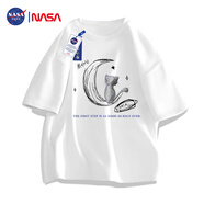 NASA GISS官方潮牌聯(lián)名純棉短袖男夏t恤潮流大碼寬松半袖 白色 S 
