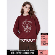初語英倫學(xué)院風(fēng)毛衣女2024秋冬新款針織衫刺繡撞色安可拉紅套頭衫上衣 安可拉紅 M