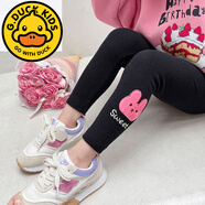 G.DUCKKIDS德絨兒童打底褲子秋季女童彈力褲春秋女孩鉛筆長(cháng)褲新款童裝小童褲 黑色【076#】 100 cm