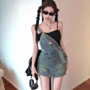 ZIPJBX實(shí)拍街頭風(fēng)美式復(fù)古牛仔背帶裙女夏季甜酷辣妹百搭顯瘦連衣裙 背帶裙 M