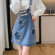 賽詩歐減齡牛仔背帶裙女2025秋冬新款高腰顯瘦韓版休閑感短款連衣裙 藍(lán)色單背帶裙 S