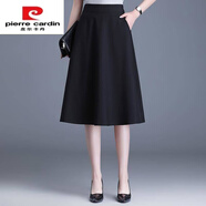 皮爾卡丹（pierre cardin）春夏季薄款a字裙半身裙25新款中長(cháng)款松緊腰顯瘦休閑半截裙子女 黑色 3XL 建議136-145斤