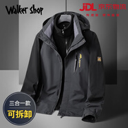 Walker Shop品牌輕奢男裝沖鋒衣2025新款加厚防風(fēng)戶外夾克男可拆卸連帽外套 深灰色 2XL