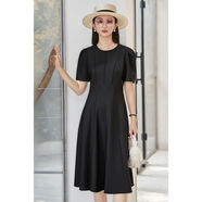 米思陽（missshine）2025夏季新款感赫本風(fēng)輕禮服裙獨(dú)特拼接顯瘦連衣裙2035 黑色 /現(xiàn)貨直發(fā) S