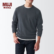 無印良品（MUJI）男式 美利奴羊毛 可水洗 圓領(lǐng)毛衣 AAA03A1A 長袖針織衫 深灰色 XS