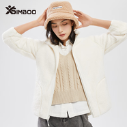 Simboo雙面絨抓絨衣女男冬季戶外厚款保暖開衫休閑珊瑚絨加絨外套上衣 1008S象牙白-女 M