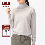 無印良品 MUJI 女式 天竺 高領(lǐng)毛衣 W8AA871 秋冬長袖針織衫 燕麥色 L