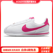 耐克（NIKE）CortezBasicSLBasicLeather舒適運(yùn)動(dòng)減震低幫兒童跑步鞋白粉色 36