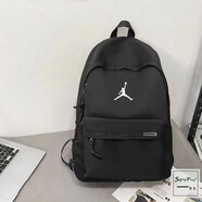 喬丹新款運動(dòng)飛人雙肩包aj男女大容量背包初高中大學(xué)生書(shū)包休閑旅行包 AJ570【黑色】升級加固 高品質(zhì)單包+灰色青蛙掛件