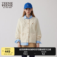 Teenie Weenie小熊針織開衫女春季時(shí)尚簡約風(fēng)優(yōu)雅溫柔毛衣短外套女 象牙白 S (160)