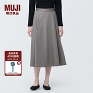 無印良品 MUJI 女式不易起皺平紋寬擺裙 長半身裙女款裙子半裙 BE1T5C4S 灰色 M (160/66A)