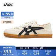 亞瑟士ASICS板鞋男女同款情侶一腳蹬休閑鞋運(yùn)動鞋 AARON SLIP-ON 米白色/黑色 37