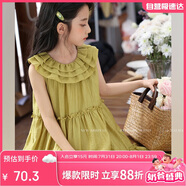 LUSON陳大豬 女童背心裙2025夏季新款娃娃領(lǐng)韓版兒童連衣裙洋氣A字裙子