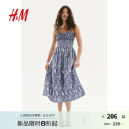 H&M女裝無領(lǐng)連衣裙2025夏季新款吊帶波嬉風(fēng)設(shè)計(jì)感碎花裙1217947 深藍(lán)色/佩斯利花紋 M 165/96