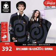 閃電潮牌（GENANX）蝙蝠袖毛衣秋冬新款條紋提花涂鴉寬松針織衫男 黑紫色 XL