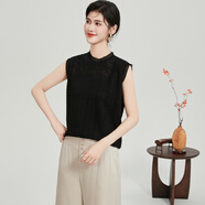 金菊含羊毛早秋特價(jià)款氣質(zhì)優(yōu)雅上衣鏤空蕾絲拼接圓領(lǐng)無(wú)袖T恤女式背心