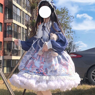 閃動(dòng)少女（SHANDONGSHAONV）洛麗塔正品洋裝原創(chuàng)夢(mèng)境游樂園OP  Lolita日常連衣裙日系裙子 紺色OP L