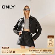 ONLY春夏時(shí)尚潮流短裙高腰PU百褶裙半身裙女|12436S004 H1Z 黑色 XL (175) 76A