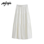 MJ STYLE白色蛋糕裙女夏新款高腰大擺裙a字傘裙小個(gè)子半身裙 粉紅色 均碼