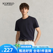 Scofield男士24年夏季新款棉質(zhì)圓領(lǐng)簡(jiǎn)約通勤休閑多色短袖T恤 藏青色 XL (180)