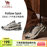 駱駝追光慢跑鞋男[小紅書同款]革面復古運動跑步鞋女 7034，黑深咖/蛾子灰，男 【密網(wǎng)】 41