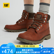 CAT卡特馬丁靴男士工裝鞋牛皮鞋面防潑水戶(hù)外高幫短靴P110501L3BDC43 棕紅 41