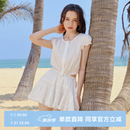 樂町公主蓬蓬短裙多層下擺蕾絲半身裙俏皮甜美小A裙 白色（現(xiàn)貨） S