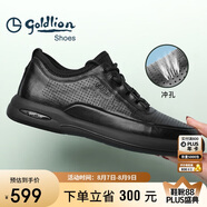金利來（goldlion）男鞋男士沖孔涼鞋透氣舒適耐磨休閑皮鞋G506230114AAD黑色38碼
