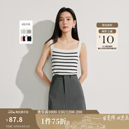 茵曼（INMAN）條紋方領(lǐng)針織吊帶小背心2025夏季女裝新款短款修身百搭上衣 白黑條 L